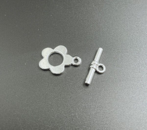 Silver Plated Flower Toggle Clasp