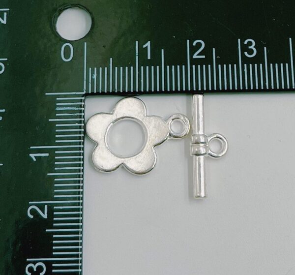 Silver Plated Flower Toggle Clasp