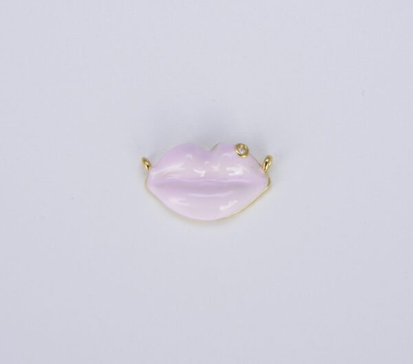 Gold Enamel Pave Lips Charm Connector