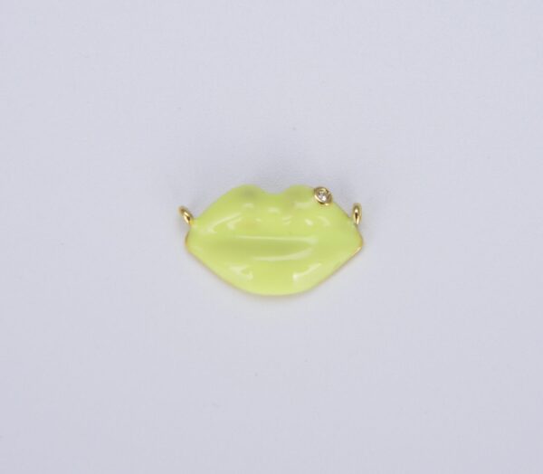 Gold Enamel Pave Lips Charm Connector