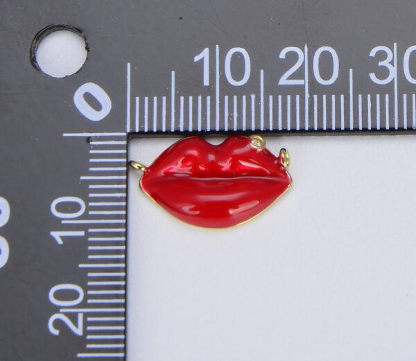 Gold Enamel Pave Lips Charm Connector
