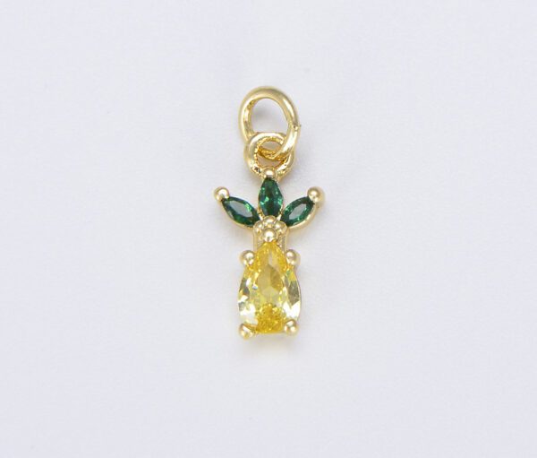 Gold CZ Micro Pave Pineapple Charm