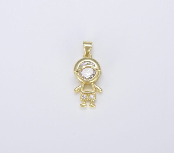 Gold CZ Micro Pave Boy and Girl Charm Pendant