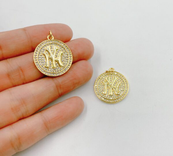 Gold New York Yankees Logo Medallion Charm