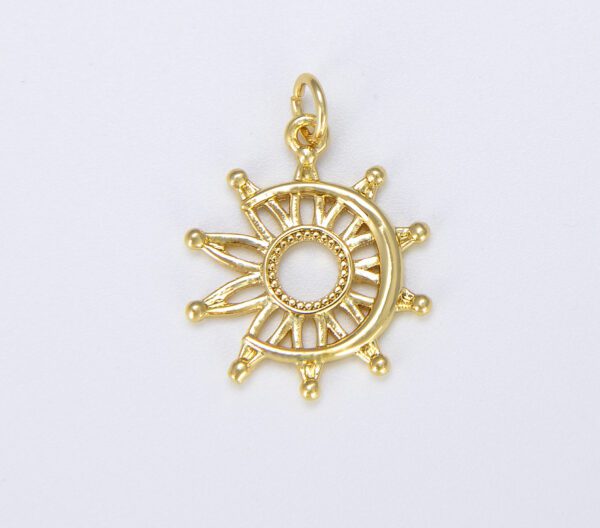 Gold Sun and Moon Charm