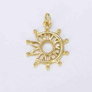 Gold Sun and Moon Charm