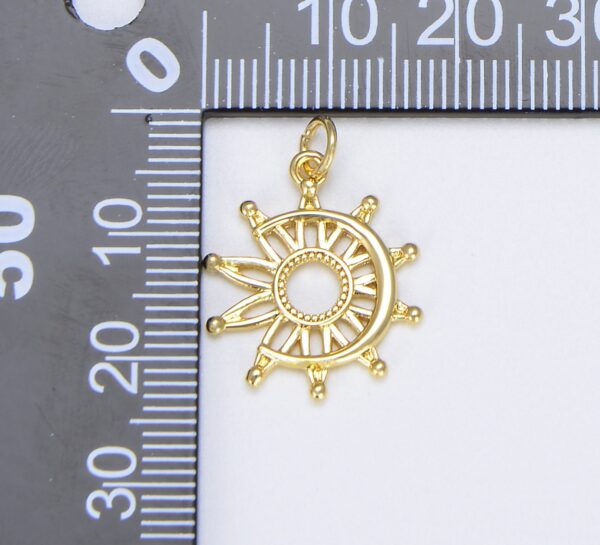 Gold Sun and Moon Charm