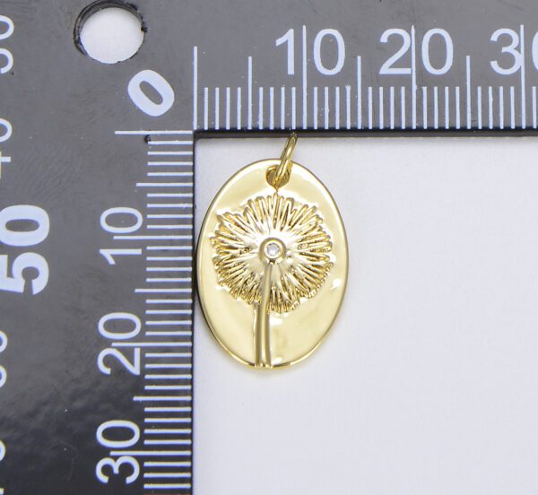 Gold CZ Micro Pave Dandelion Charm Pendant