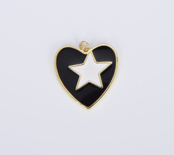 Gold Enamel Colorful Five Point Star On Heart Pendant