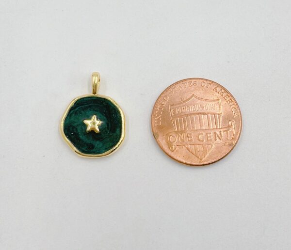 Black Enamel Gold Star Medallion Charm