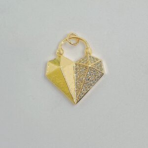 Gold Plated 3D Heart Charm Pendant
