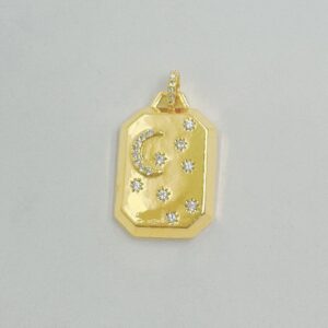 Gold Crescent Moon Charm Star Tag