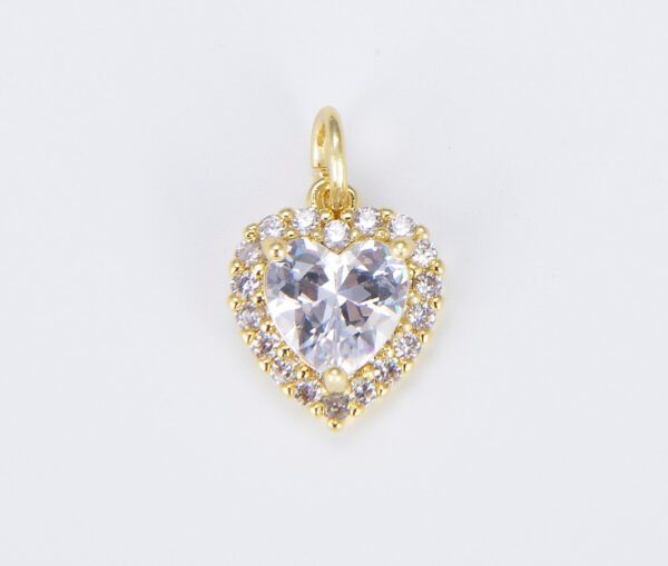 Gold Micro Pave CZ Heart Charm