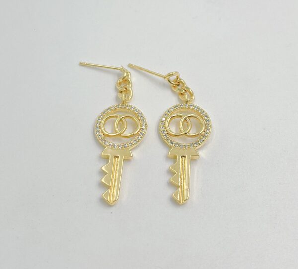 Gold Dainty Key Stud Earrings