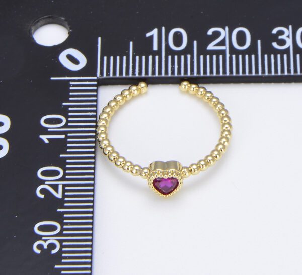 Gold Dainty Heart CZ Adjustable Open Ring