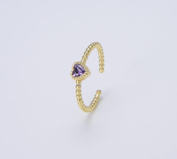 Gold Dainty Heart CZ Adjustable Open Ring