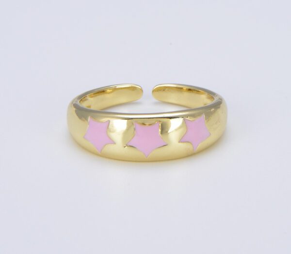 Dainty Colorful Enamel Heart Adjustable Ring