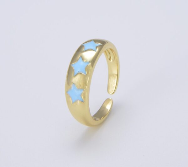 Dainty Colorful Enamel Heart Adjustable Ring