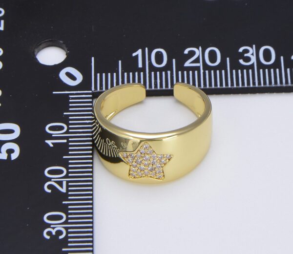 Gold CZ Micro Pave Adjustable Star Ring