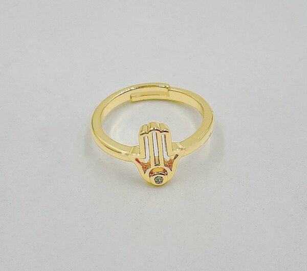 Gold Hamsa Hand Adjustable Ring