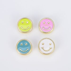 Colorful Smiley Face Coin Shape Spacer Beads