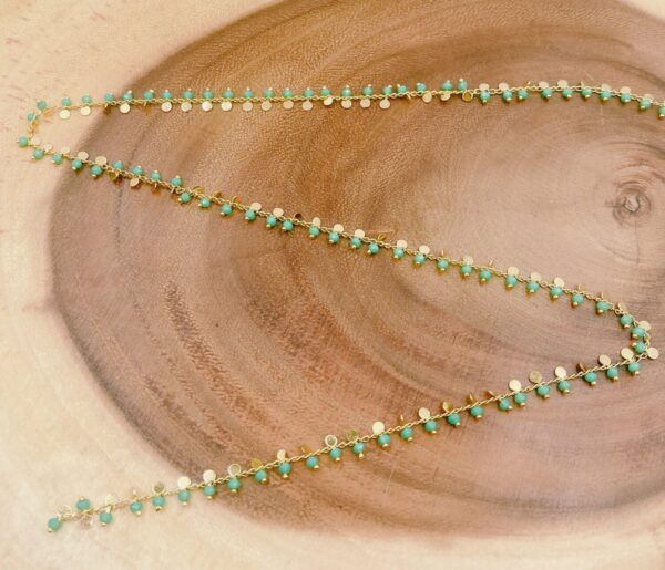 Gold Turquoise Crystal Beaded Chain