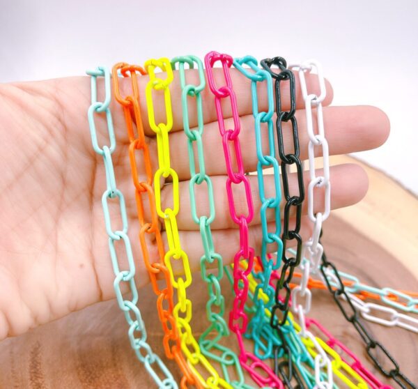 neon colorful enamel oval paper clip chain