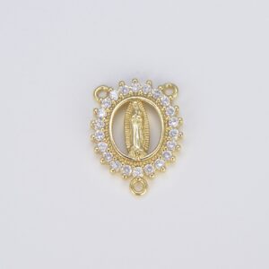 18K Gold Virgin Mary Miraculous Medal Rosary Centerpiece