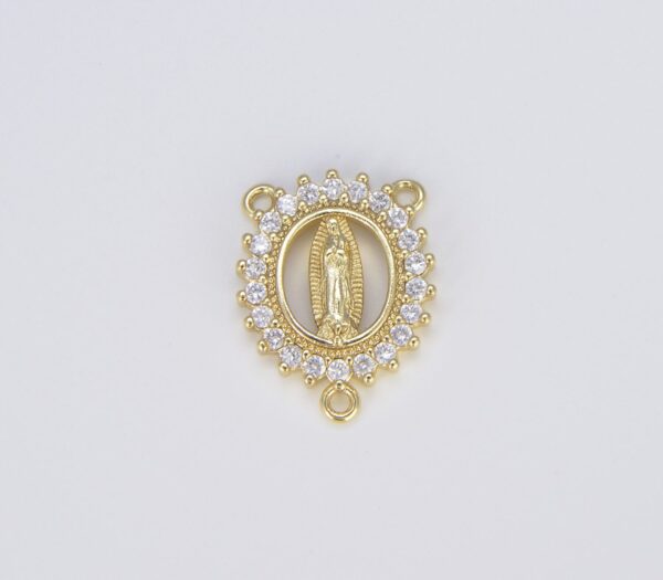 18K Gold Virgin Mary Miraculous Medal Rosary Centerpiece