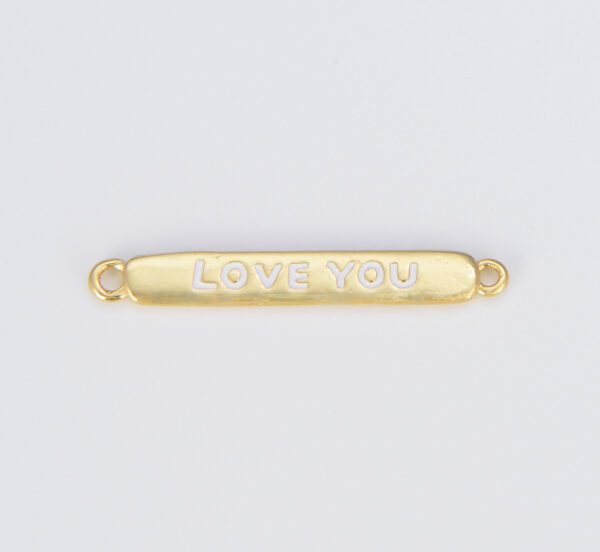 Gold Flat Enamel Love You Bar Charm Connector