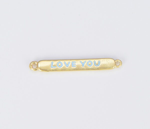 Gold Flat Enamel Love You Bar Charm Connector