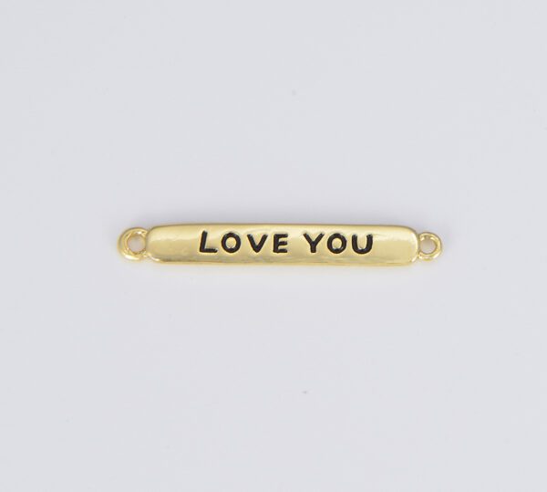 Gold Flat Enamel Love You Bar Charm Connector