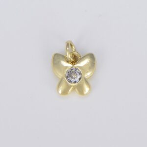 Dainty Gold Butterfly Charm CZ Micro Pave