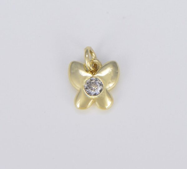 Dainty Gold Butterfly Charm CZ Micro Pave