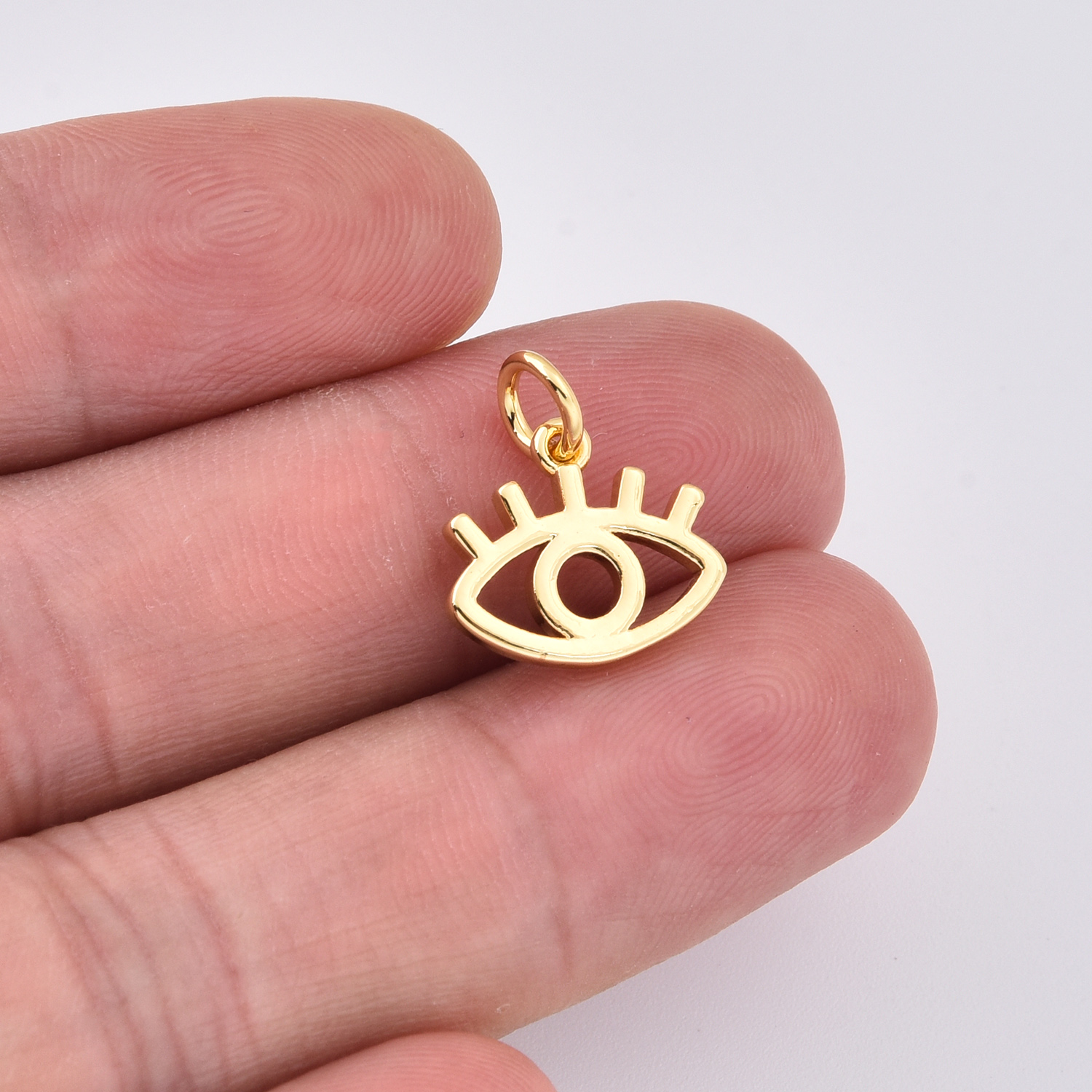 18K Gold Evil Eye Charm with Eyelash, CP1483 - Image 2