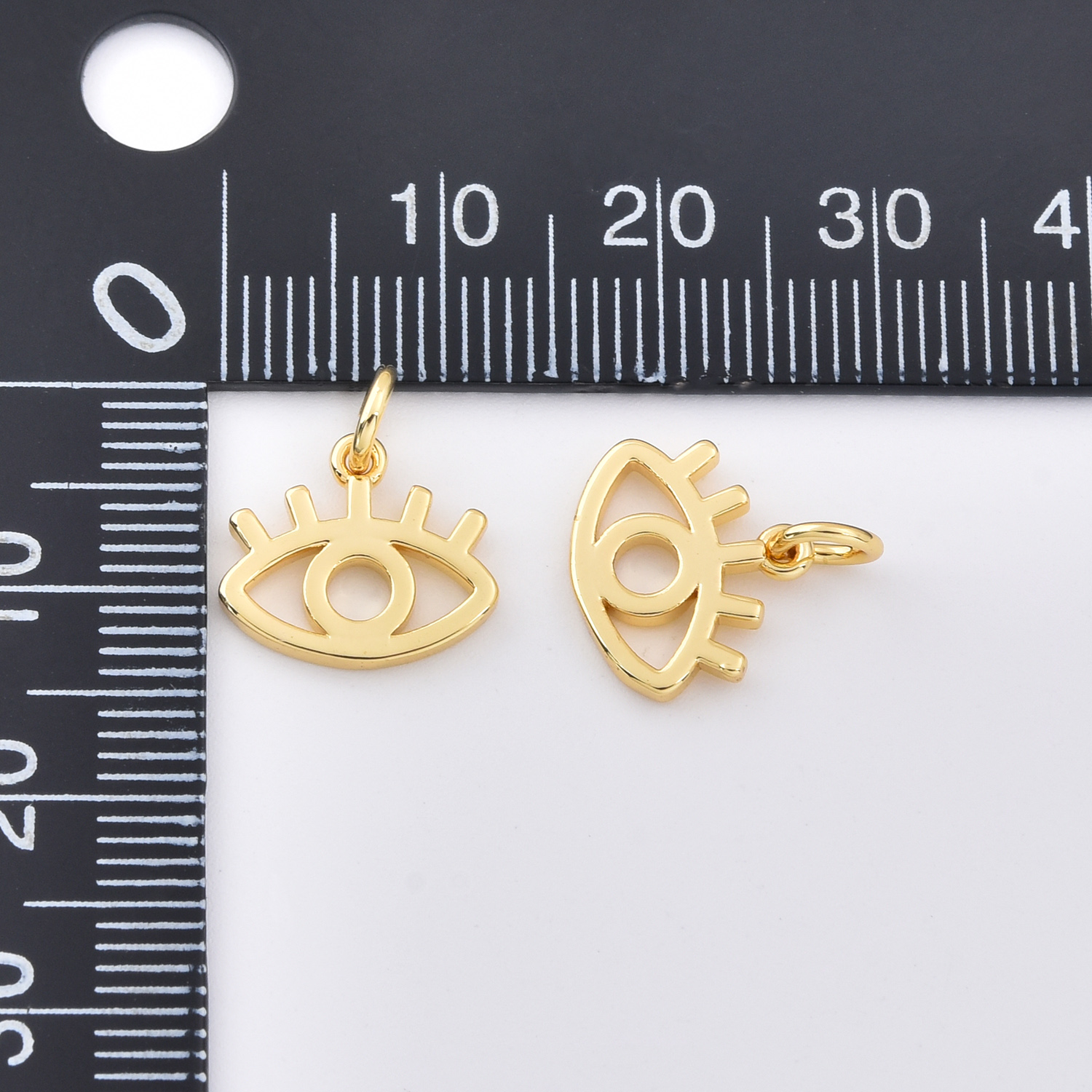 18K Gold Evil Eye Charm with Eyelash, CP1483 - Image 3