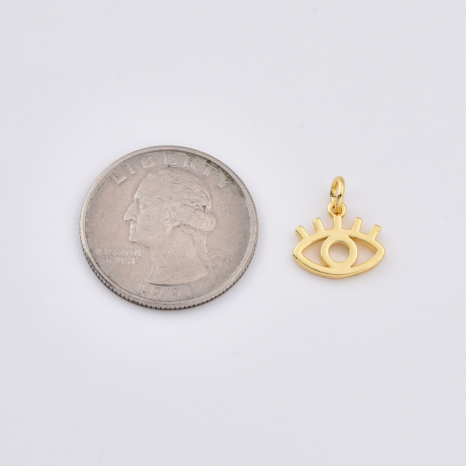 18K Gold Evil Eye Charm with Eyelash, CP1483 - Image 4