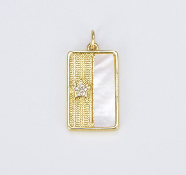 Dainty Gold Star Tag Charm with Shell