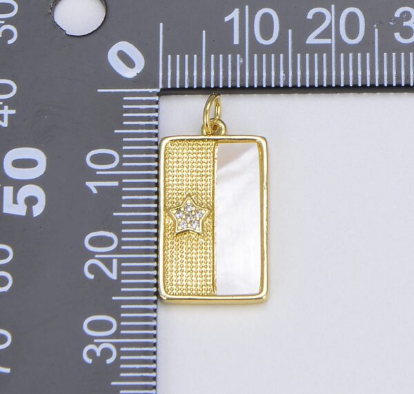Dainty Gold Star Tag Charm with Shell