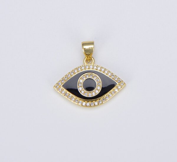 Gold Enamel Evil Eye Charm Dainty Pendant