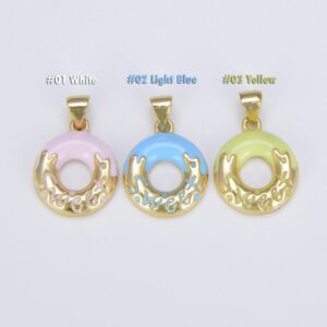 Gold Colorful Dainty Donut Charm