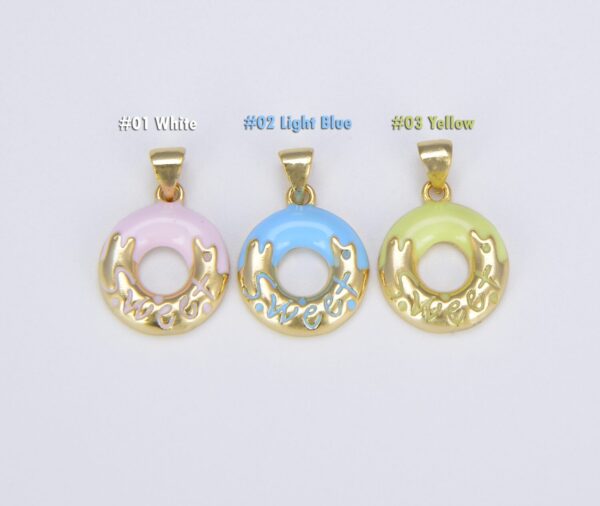 Gold Colorful Dainty Donut Charm