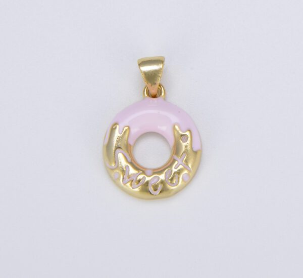 Gold Colorful Dainty Donut Charm