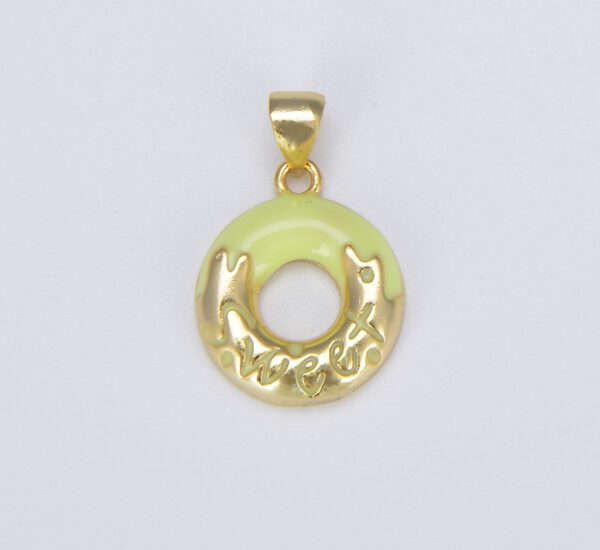 Gold Colorful Dainty Donut Charm