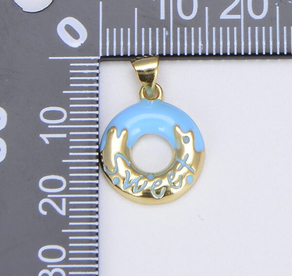 Gold Colorful Dainty Donut Charm