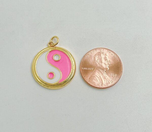 Gold Dainty Colorful Enamel Yin Yang Charm