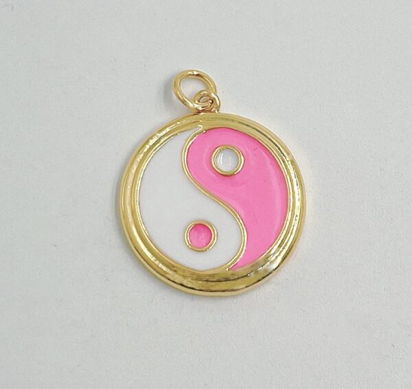 Gold Dainty Colorful Enamel Yin Yang Charm