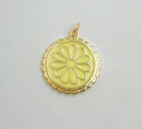 Gold Dainty Colorful Enamel Daisy Charms