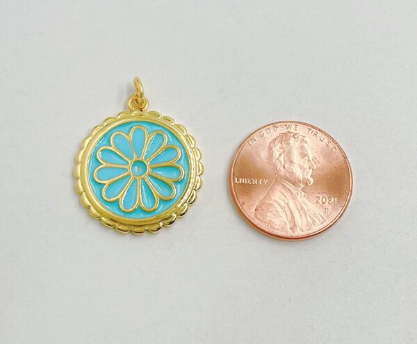 Gold Dainty Colorful Enamel Daisy Charms
