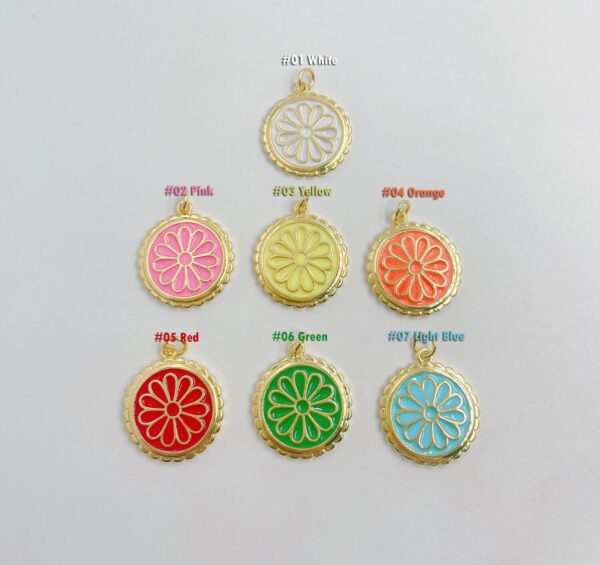 Gold Dainty Colorful Enamel Daisy Charms